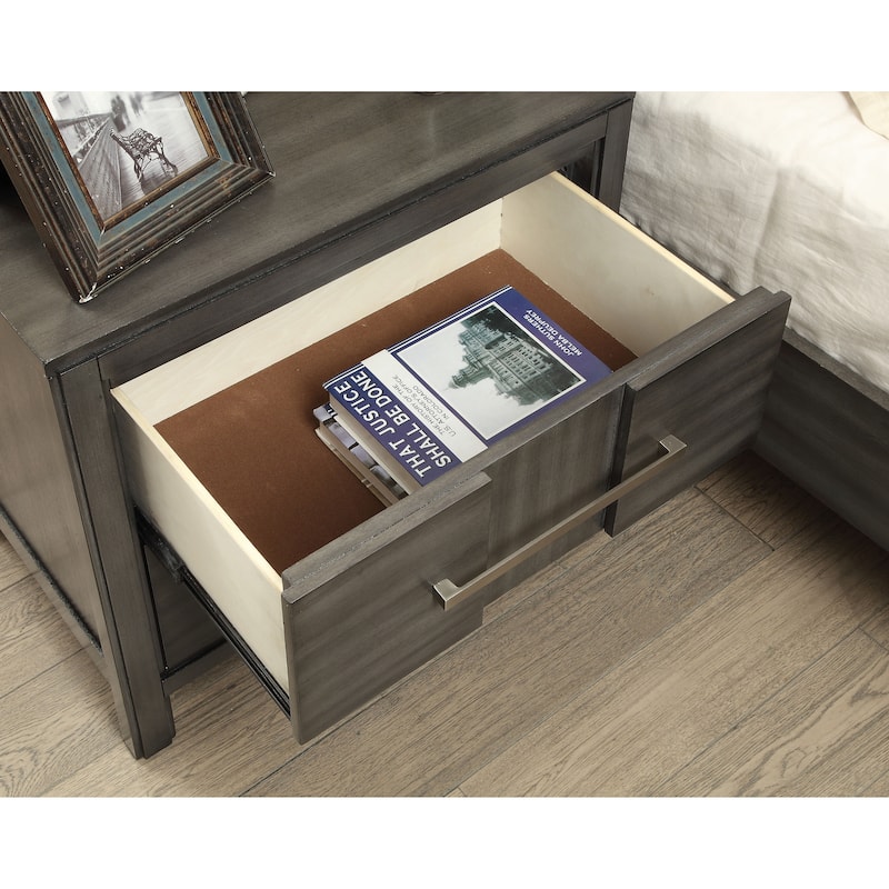 Tass Transitional Solid Wood 2-Drawer Nightstand by Furniture of America
