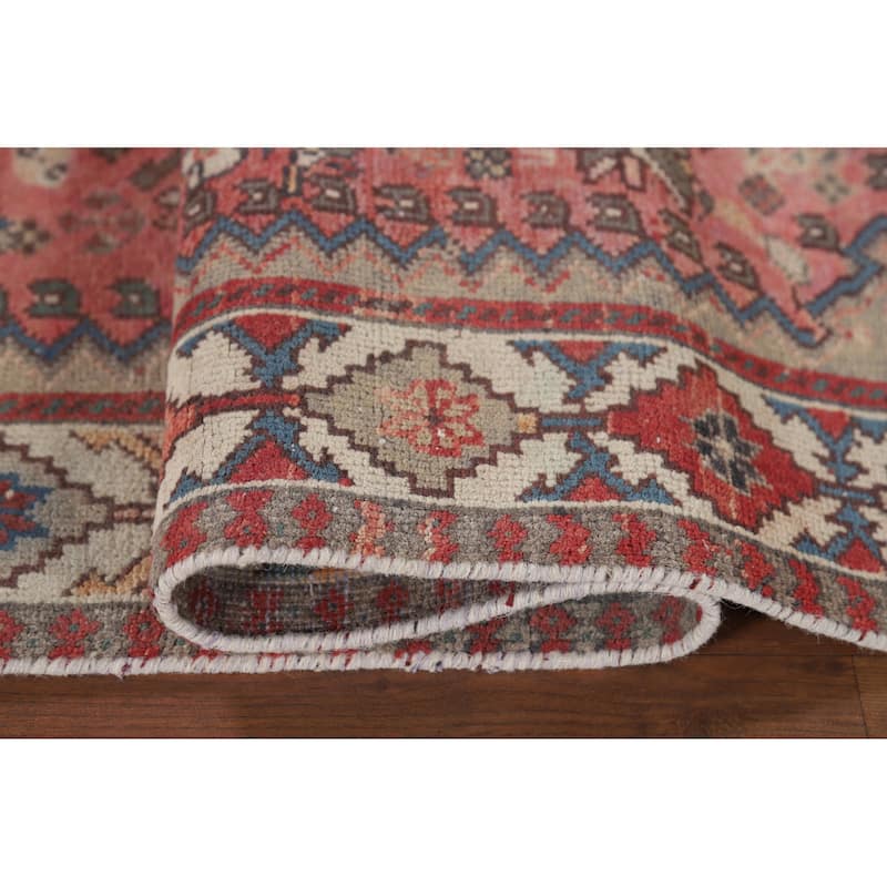 Distressed Bakhtiari Persian Vintage Runner Rug Handmade Wool Carpet - 3'5" x 9'10"