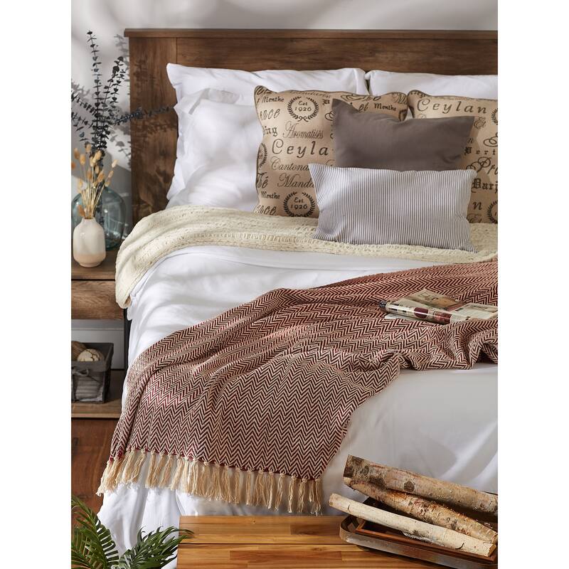 Stone Handloom Chevron Throw