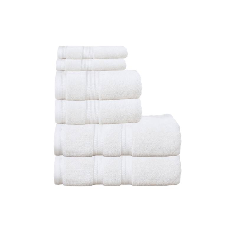 Home Weavers Elegance Essentials 550GSM Cotton Zero Twist Super Absorbent Bath Towel Set of 6 - 27"x54", 16"x24", 13"x13" - Ivory