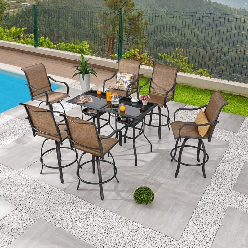 Patio Festival 6-Person Outdoor Bar Height Swivel Bistro Dining Set
