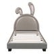 preview thumbnail 10 of 13, Upholstered Leather Twin Size Platform Bed with Rabbit Headboard
