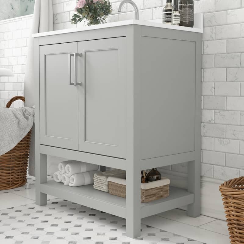 Bathroom Vanity with Undermount Sink and Open Storage Shelf