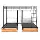 preview thumbnail 10 of 13, Full Over Twin & Twin Bunk Bed, Metal Triple Bunk Bed with Drawers and Guardrails