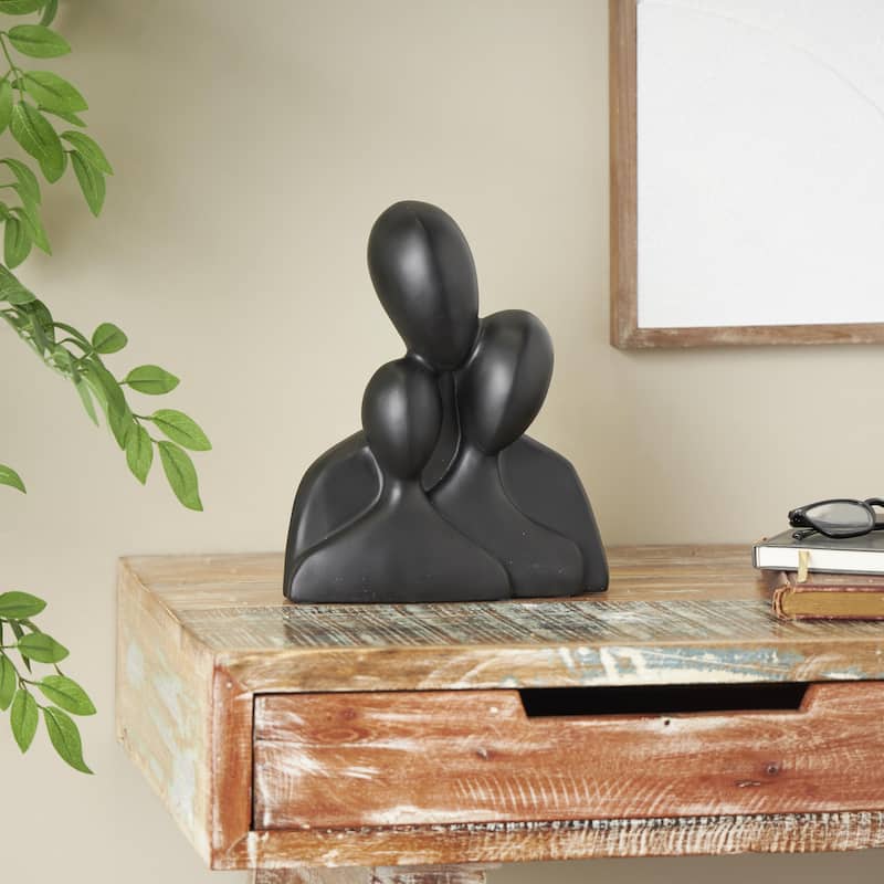 Polystone People Nesting Family 3 Head Decorative Sculpture - Black - Roche River Decor