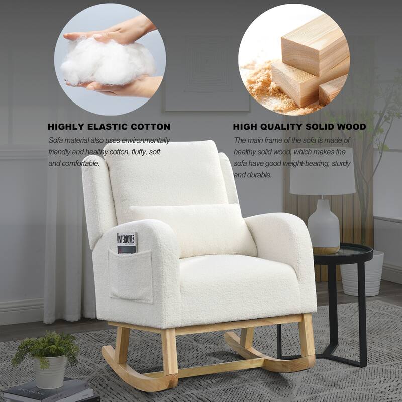 27.5" High Back Rocking Chair with Lumbar Pillow