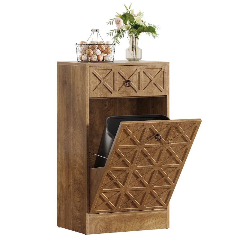 13 Gallon Tilt-Out Laundry Hamper Cabinet, Wooden Hidden Laundry Hamper