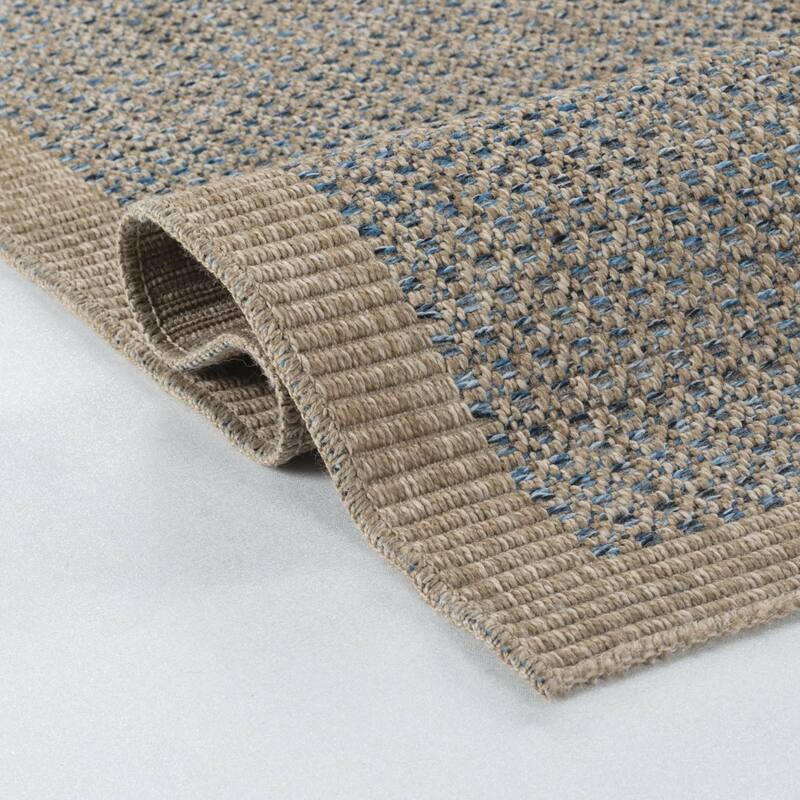 Arianna Collection Jute/Blue Indoor/Outdoor Casual Area Rug