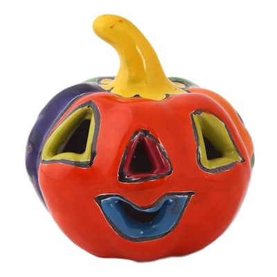 NOVICA Talavera Jack-O-Lantern, Ceramic figurine