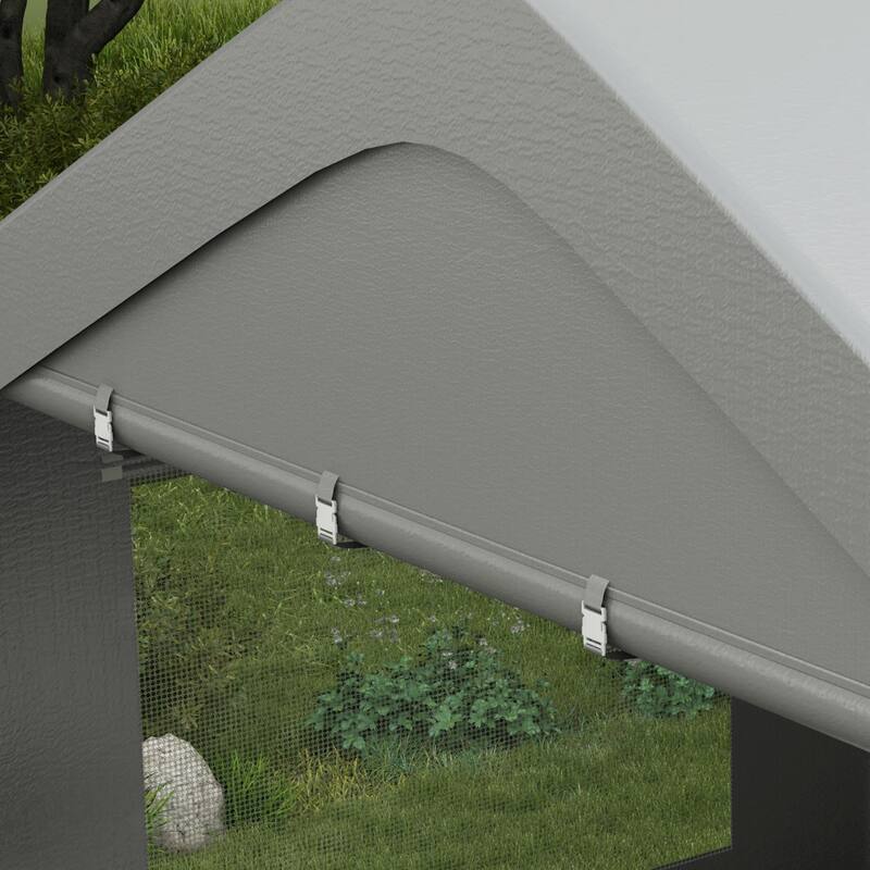 Outsunny Carport 10' x 19.5' Portable Garage, Heavy Duty Car Port Canopy with 2 Roll-up Doors & 4 Ventilated Windows