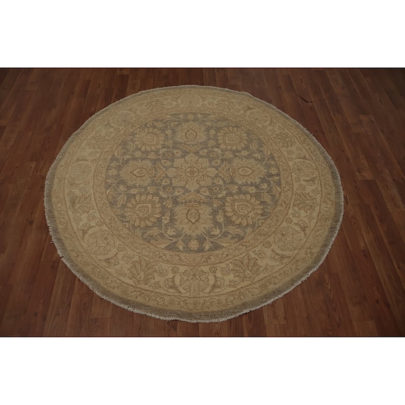 Hand Knotted Oriental 100% Wool Carpet Traditional Floral Brown Peshawar Area Rug - 5' 0'' X 4' 10''