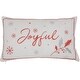preview thumbnail 1 of 4, 19" Red White Embroidered "Joyful" Rectangular Christmas Throw Pillow