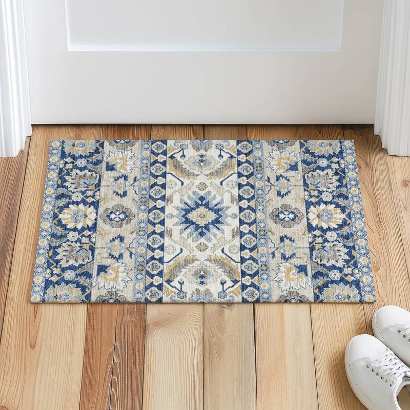 Machine Washable Indoor/ Outdoor Traditional Aspen Chantille Rug