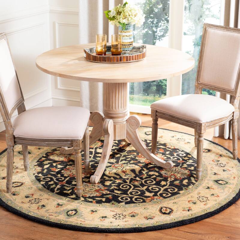 SAFAVIEH Handmade Antiquity Mazie Traditional Oriental Wool Rug - 3'6" x 3'6" Round - Black