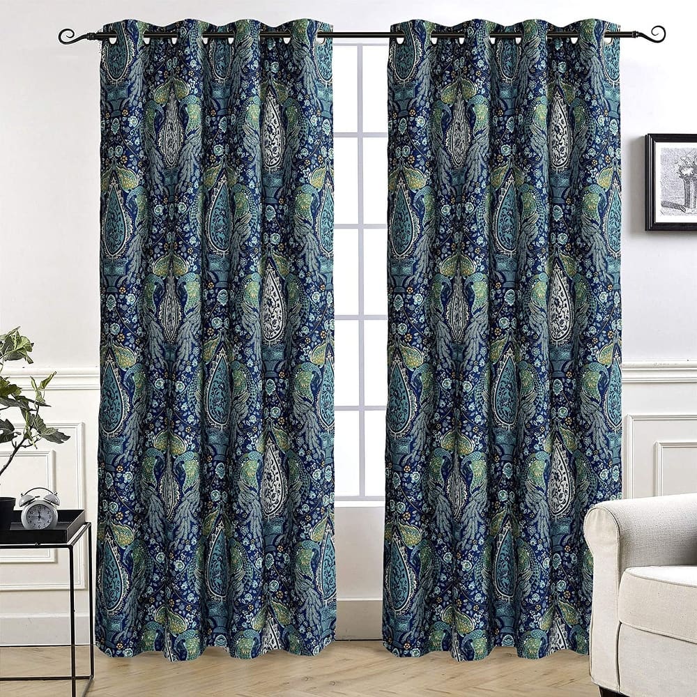 DriftAway Christopher Peacock Floral Pattern Blackout Window Curtain Grommet 2 Layers