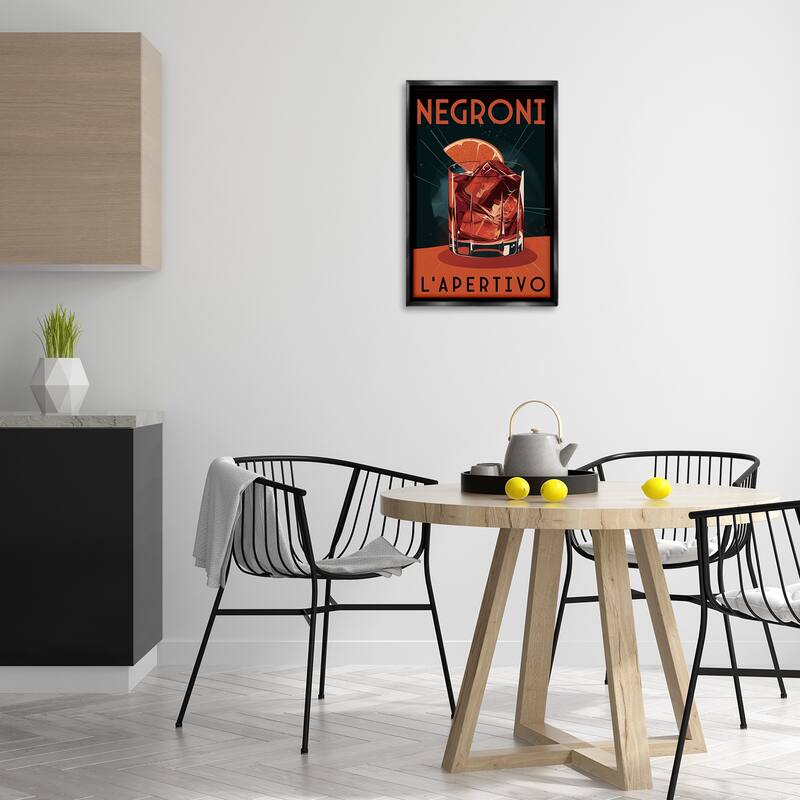 Stupell Vintage Midcentury Negroni Drink Framed Floater Canvas Wall Art Design By Andreas Magnusson