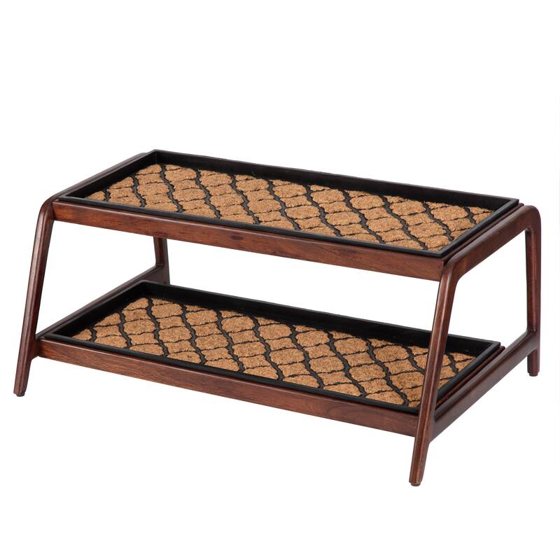 Jani Double-Tier Brown Stand 3-Pair Rubber Boot Trays - Shangri-La
