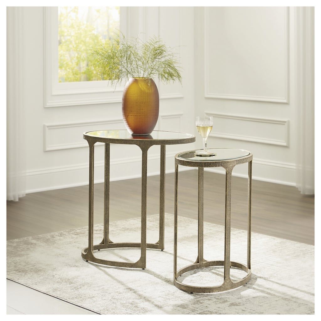 Signature Design by Ashley Irmaleigh Gold/Clear Accent Table (Set of 2) - 22"W x 15.5"D x 24.13"H