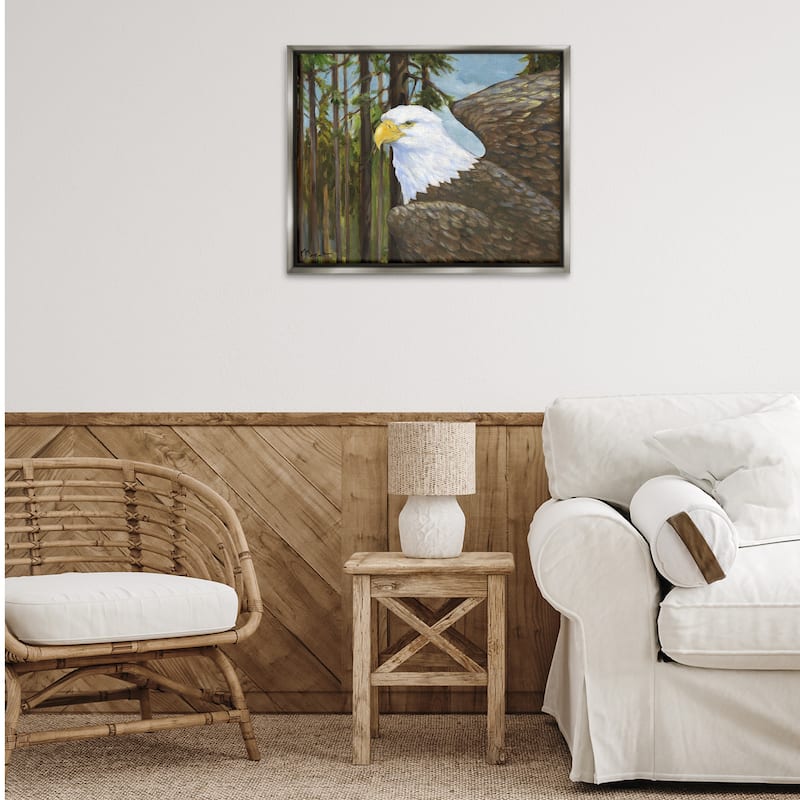 Stupell Woodland Eagle's View Framed Floater Canvas Wall Art Design By Paul Brent