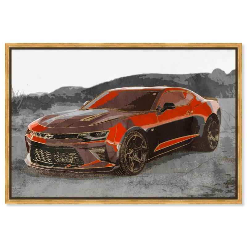Red Sports Car Canvas by Art Remedy - Gold - 54" x 36"