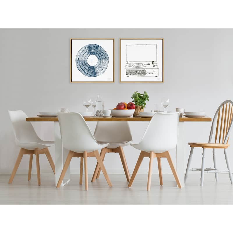 Kate and Laurel Sylvie Record Blue Framed Canvas by Statement Goods