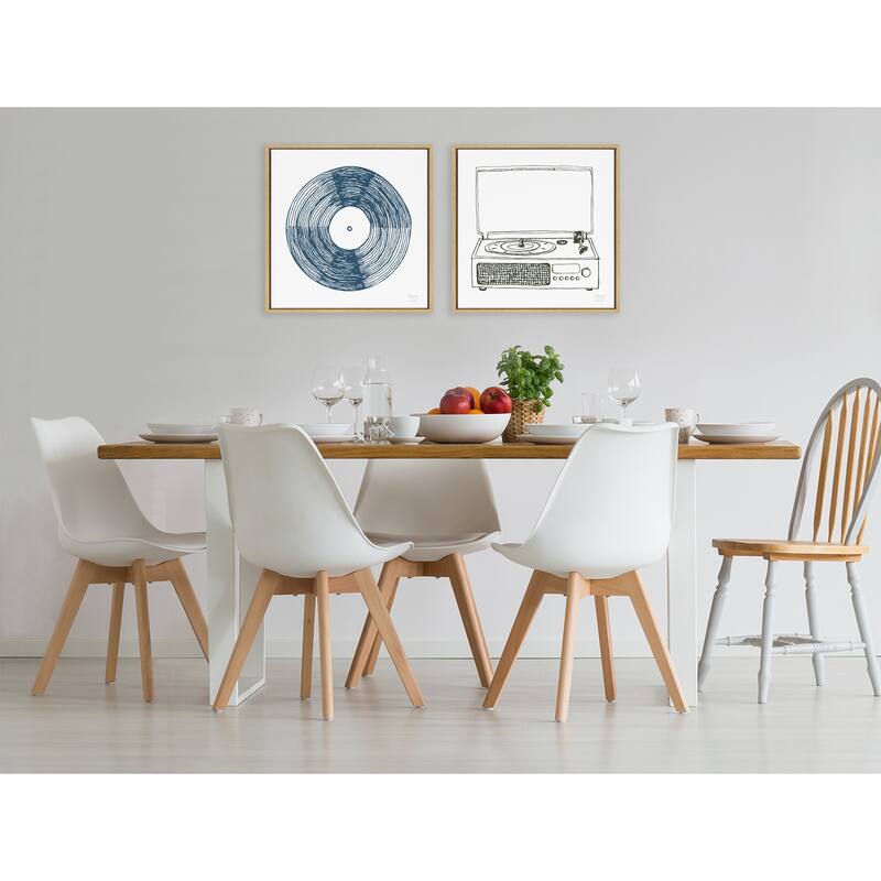 Kate and Laurel Sylvie Record Player Framed Canvas by Statement Goods