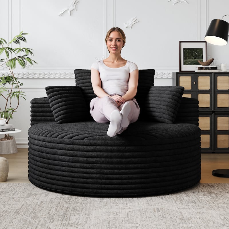 50"L Corduroy Sponge Single Sofa,No Assembly Required,Fluffy Modern Sleeper Chair (Not A Swivel Chair)