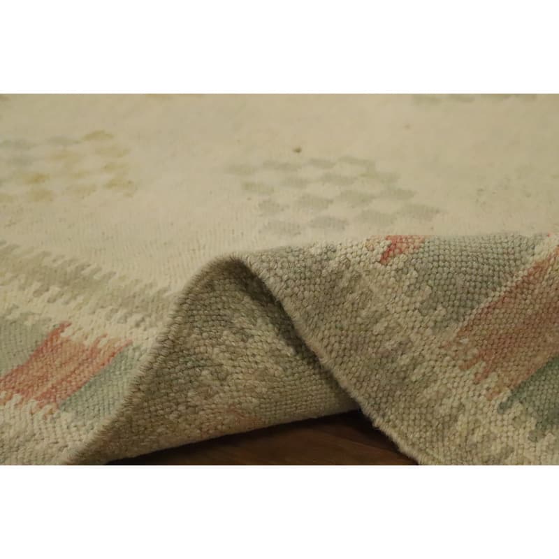 Hand Woven Oriental 100% Wool Carpet Southwestern Tribal Beige & Ivories Kilim Area Rug - 6' 0'' X 4' 1''