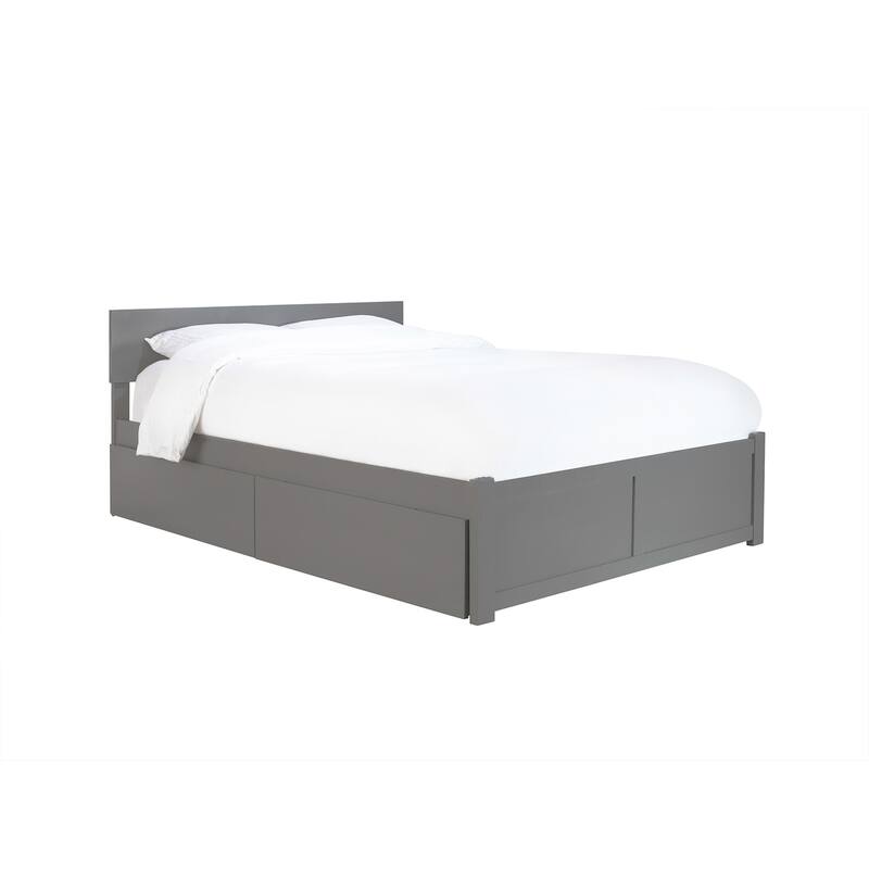Platform Bed - Storage Drawers & Flat Panel Footboard - Modern Bedroom Furniture