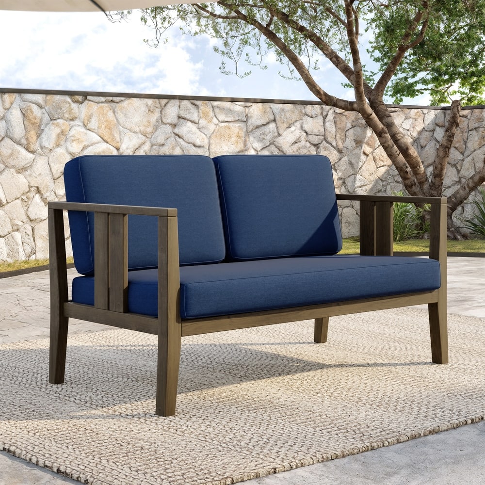Teak Wood Weatherproof Outdoor Loveseat