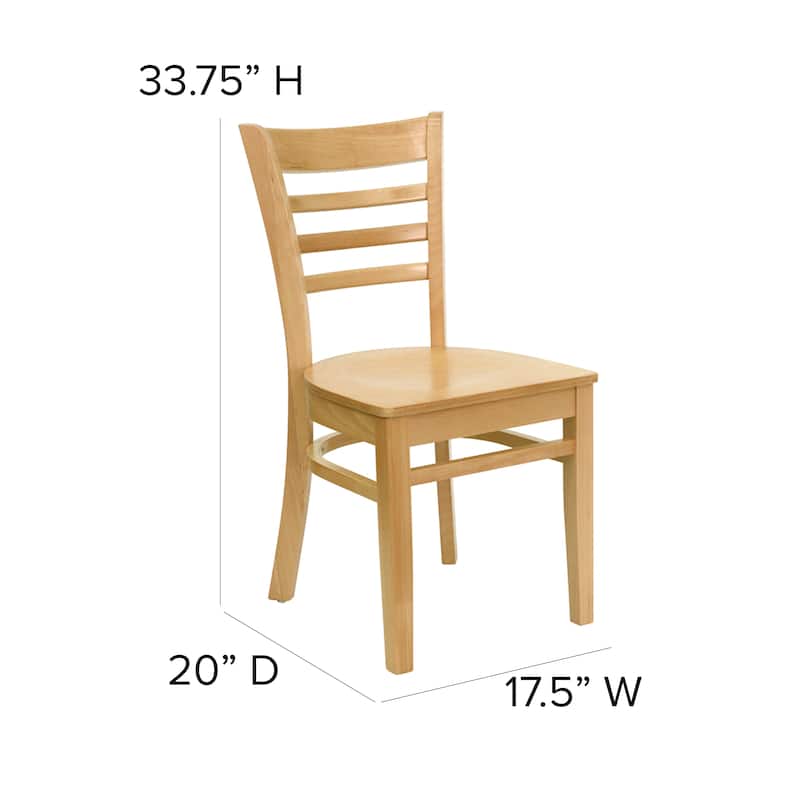Wooden Ladder Back Restaurant Dining Chair - 17.25"W x 20"D x 33.75"H