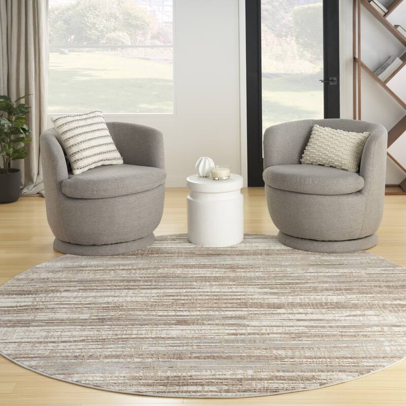 Satu Power Loomed Geometric Abstract Area Rug By HomeRoots - 8' Round