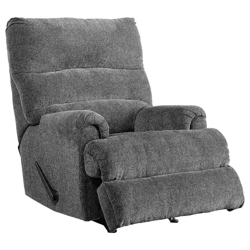 Manual Rocker Recliner with Fabric and Pull Lever, Gray
