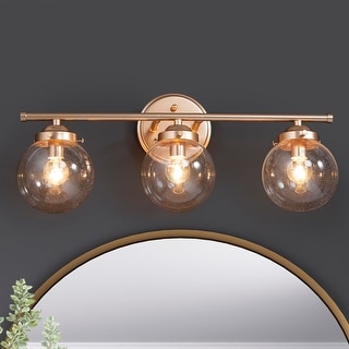 Bela Modern Gold 3-Light Bathroom Vanity Lights Globe Glass Wall ...