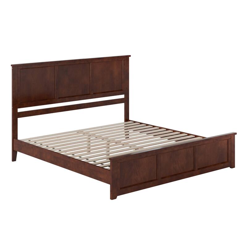 Charlotte Solid Wood Low Profile Platform Bed with Matching Footboard - Walnut - King