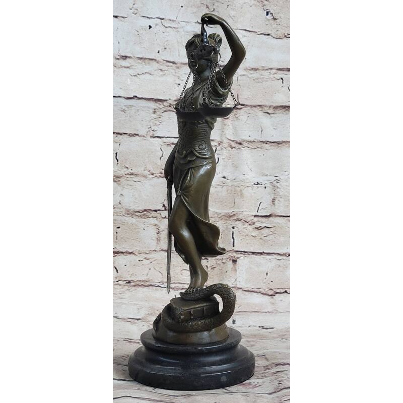 Bronze Blind Lady Of Justice Scales Law Lawyer Attorney Office Statue Sculpture
