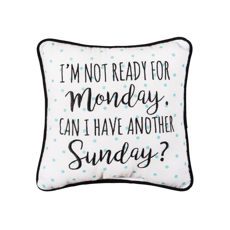 10" x 10" Monday Sunday Embroidered Throw Pillow