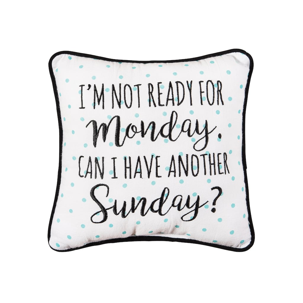 10" x 10" Monday Sunday Embroidered Throw Pillow