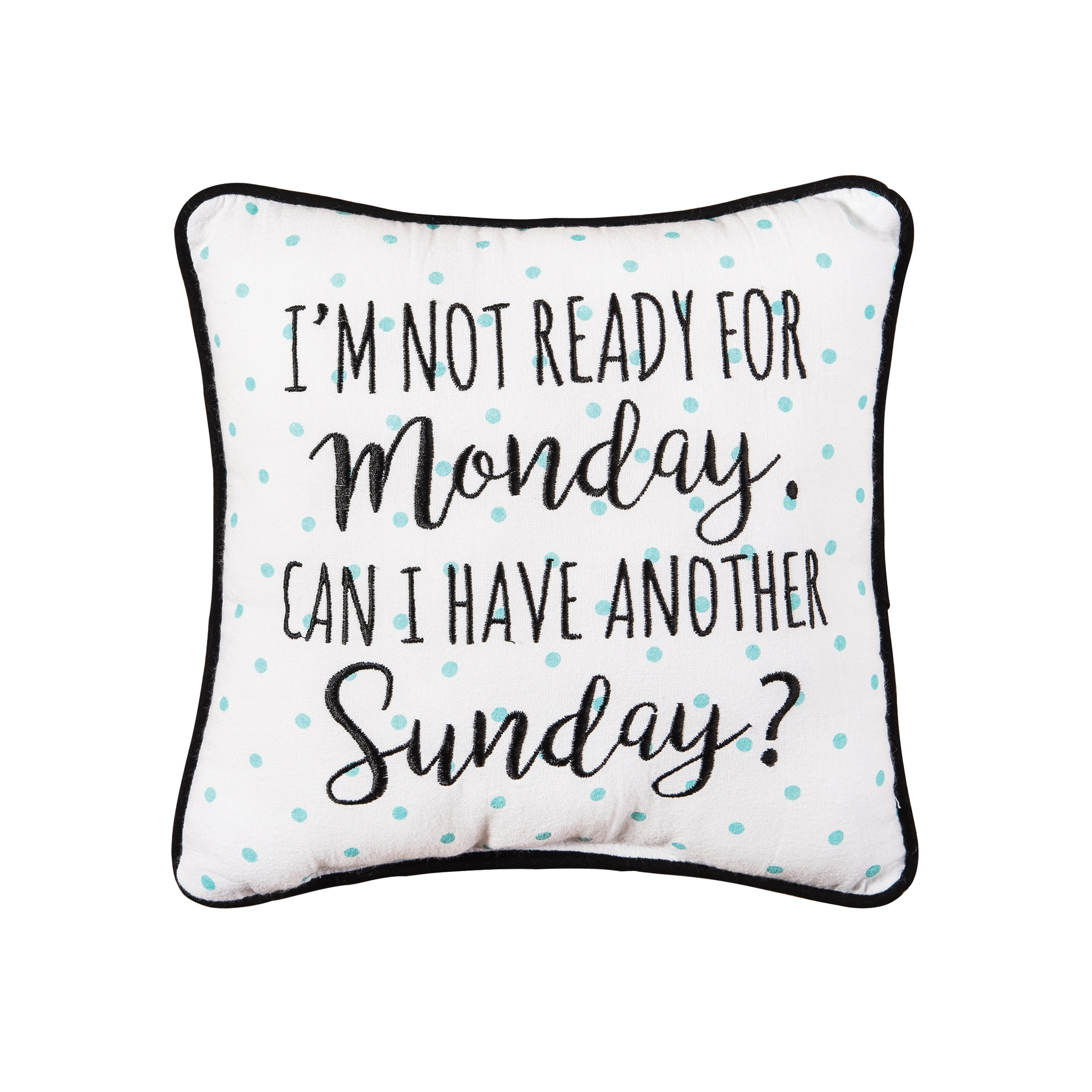 10" x 10" Monday Sunday Embroidered Throw Pillow