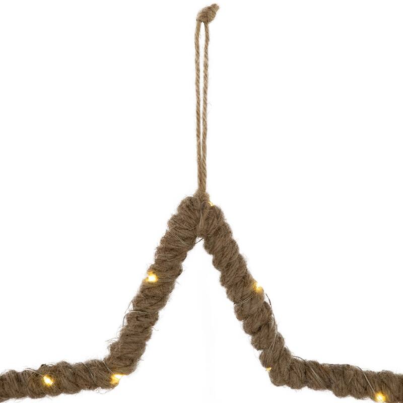 Lighted Jute Wrapped Star Silhouette Christmas Hanging Decoration - 11.5"