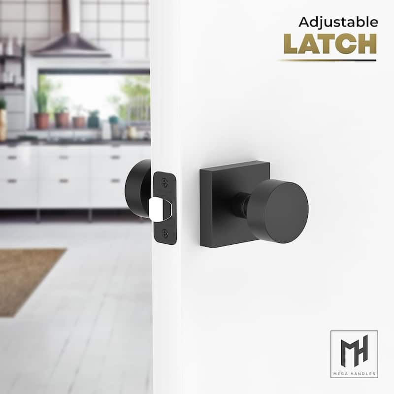 Mega Handles SUANA Modern Square Passage Door Knob for Hallway, Closet, Bathroom | Keyless Reversible Interior Door Handle