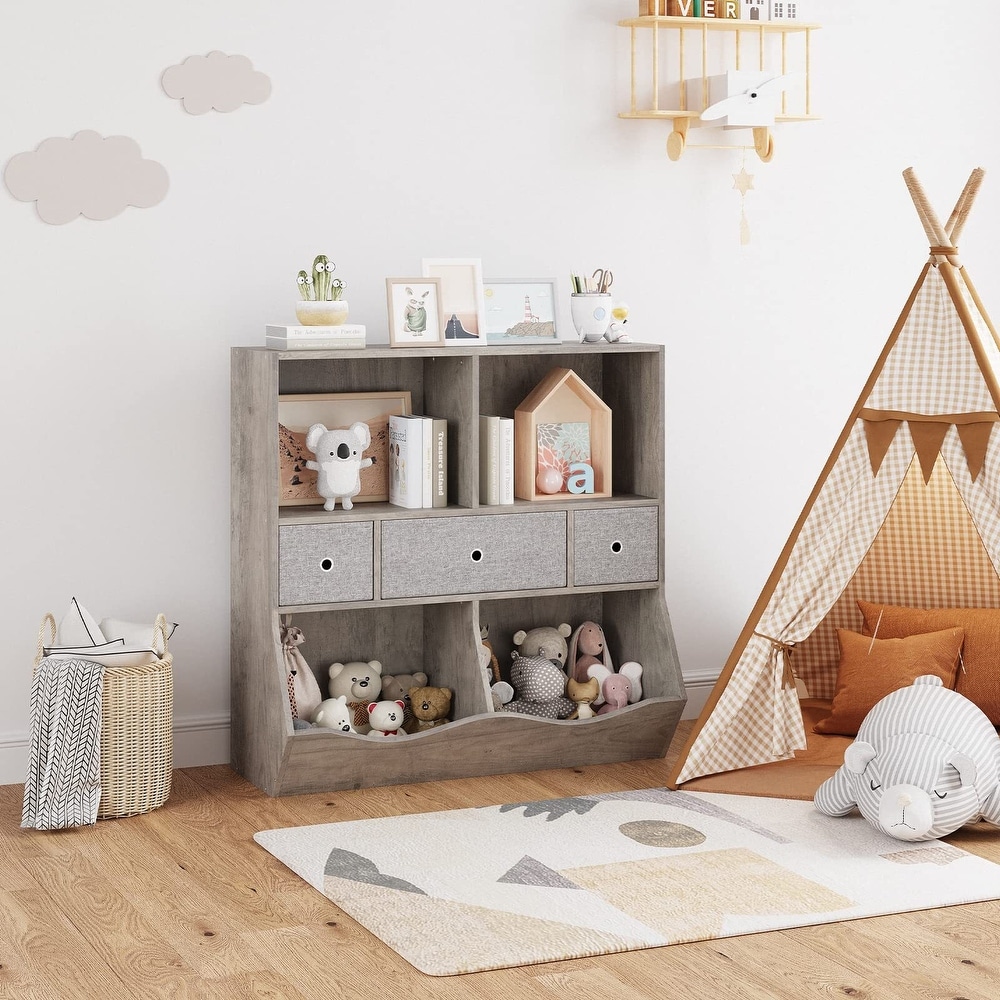 Grey nursery bookshelf on sale