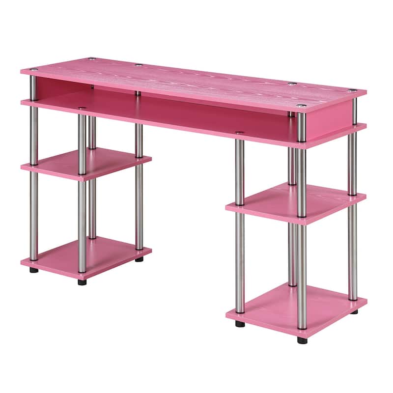 Student Desk with Shelves - Blue No Tools Assembly - Modern Work & Study Table