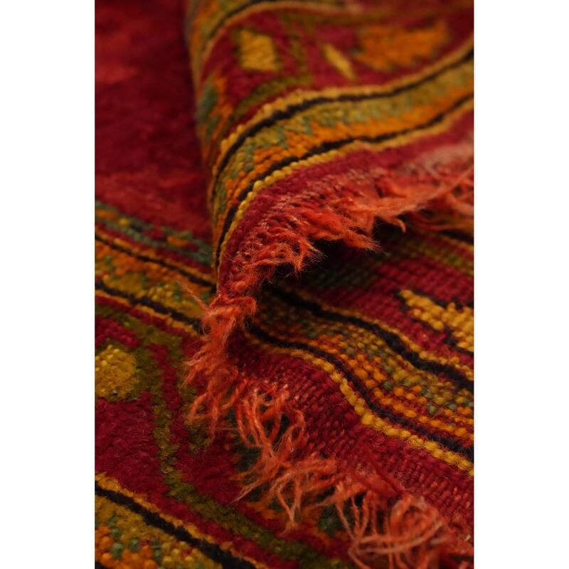 Hand Knotted Oriental 100% Wool Carpet Transitional Floral Red Oushak Runner Rug - 11' 11'' X 3' 2''