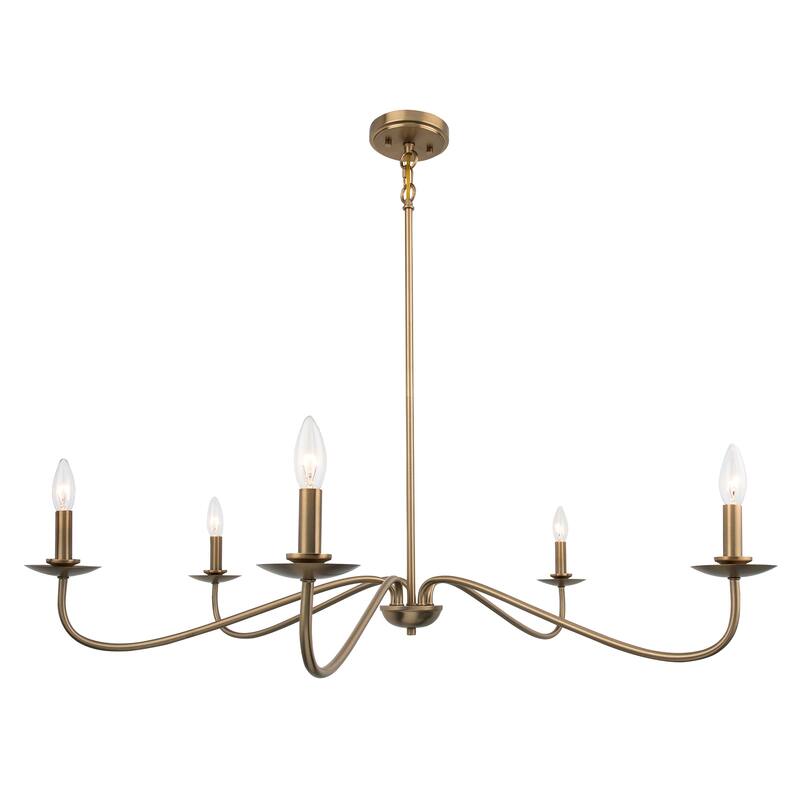 Brushed Gold Dimmable 5-Light Candle Chandelier