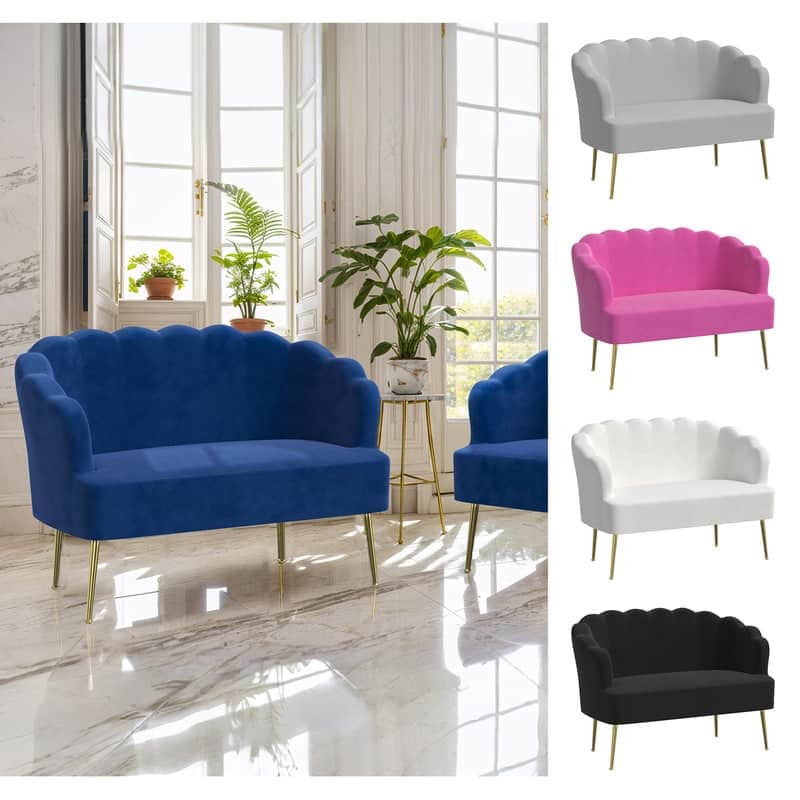 Velvet Comfortable Softness Metal Legs Loveseat Sofa