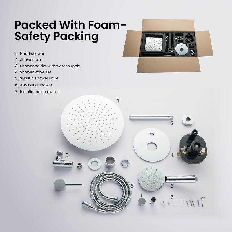 Circular Pressure Balanced Ceiling Mounted 2-Function Shower System with Rough In Valve