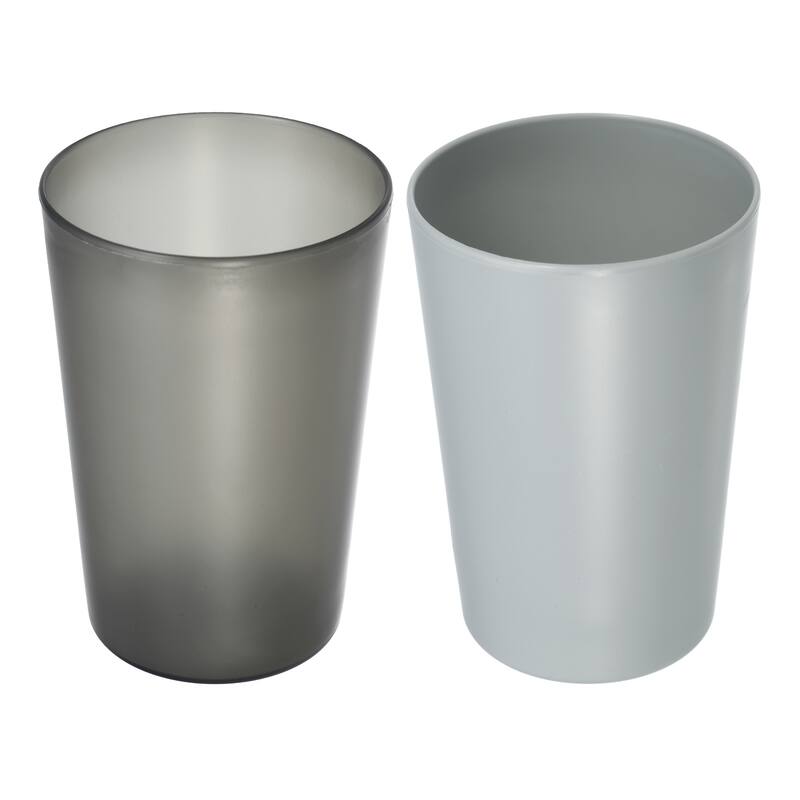 2pcs Bathroom Toothbrush Tumblers Cup PP Toothbrush Cup Gray Black 4.52"x3.03" - Gray Black