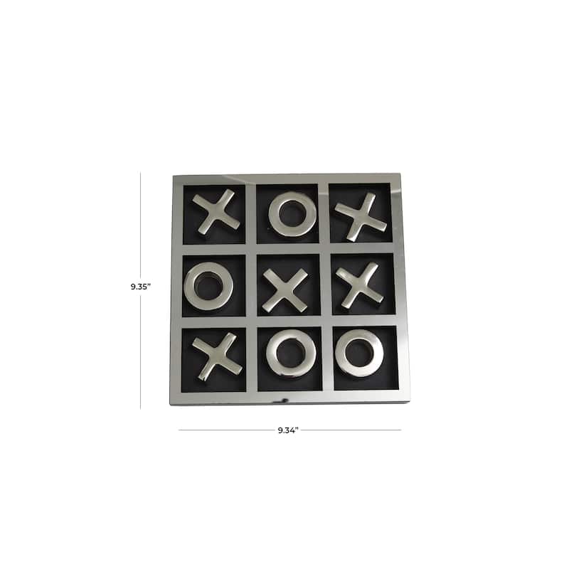 Aluminum Metal Tic Tac Toe Game Set with Black or Gold Frame - Silver or Gold - Roche River Decor