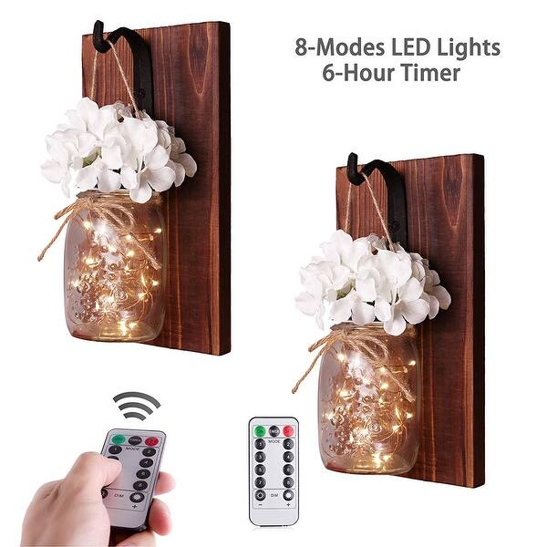 Shop Mason Jar Decor Wall Sconce 16oz Mason Jars 20 Led Lights